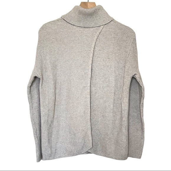 BCBGMAXAZRIA Sweater Cashmere/Cotton Textured Knit Open Tulip Back Turtleneck XS - Picture 1 of 4